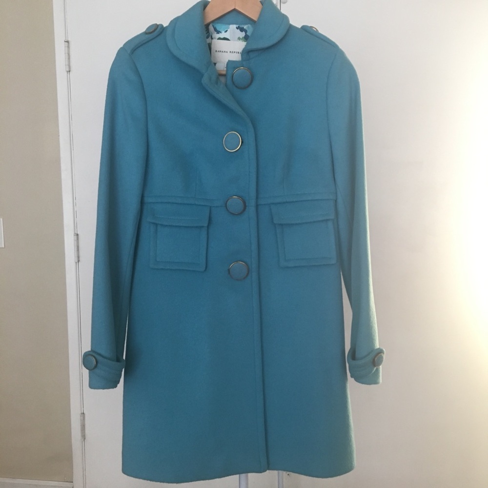 Banana Republic aqua wool blend coat - never worn